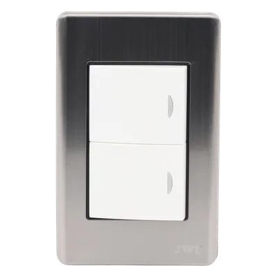 Apagador Doble / 10 A / 127 V CA / 60 Hz / Placa de Acero / 4.6 x 3.1 x 1.2 in