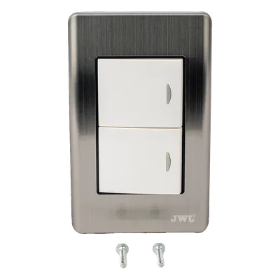 Apagador Doble / 10 A / 127 V CA / 60 Hz / Placa de Acero / 4.6 x 3.1 x 1.2 in
