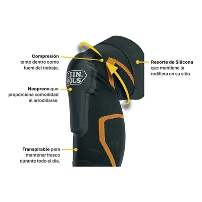 Manga de Compresión para Rodilleras / Neopreno / Talla S/M / Diseño de Bajo Perfil / Agarre de Silicona Antideslizante / Lavable a Máquina