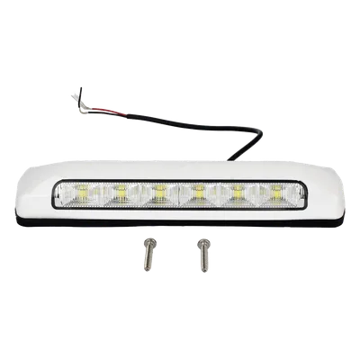 Luz de Escena LED / 6 LED / 75 lm / IP67 / 12-24 VCC / 0.1 A / 203 x 41 x 29 mm / 8 x 1.6 x 1.1 in / -30°C a +50°C / Bisel Blanco