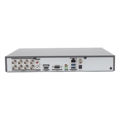 DVR Pentahíbrido / 12 Canales (8 TURBOHD + 4 IP) / 8 Megapixel (4K) / Reconocimiento Facial / Audio Bidireccional por Coaxitron / H.265+ / 1 Bahía HDD 10 TB / Salida HDMI y VGA 4K
