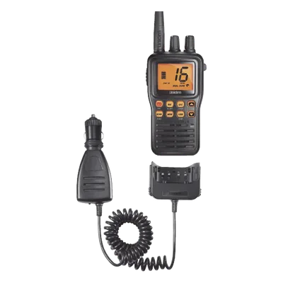 Radio Marina VHF Portátil / IPX8 Sumergible y Flotante / Potencia 1-5 W / Batería 12 h / Canales Internacionales, USA y Canadá