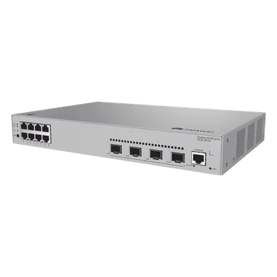 Switch Administrable Capa 2 / 8 Puertos PoE+ Gigabit / 4 SFP Uplink / PoE Perpetuo / 125 W / 18 Mpps / 24 Gbps / 1.52 ft x 1.03 ft x 0.69 ft