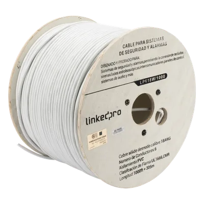 Cable para Alarma / 6 Conductores / 18 AWG / CMR Riser / 305 m (1000 ft) / Blanco