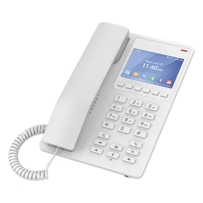 Teléfono IP Hotelero / Pantalla LCD Color / 2 Líneas SIP / Wi-Fi 6 / Códec Opus / 3 Vías Conferencia