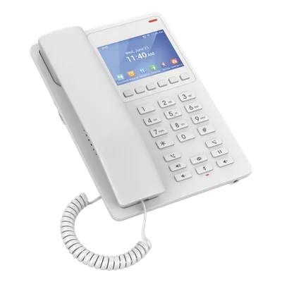 Teléfono IP Hotelero / WiFi 6 Dual-Band / 2 Líneas SIP / Pantalla LCD Color / Opus HD / USB-C / GDMS Cloud