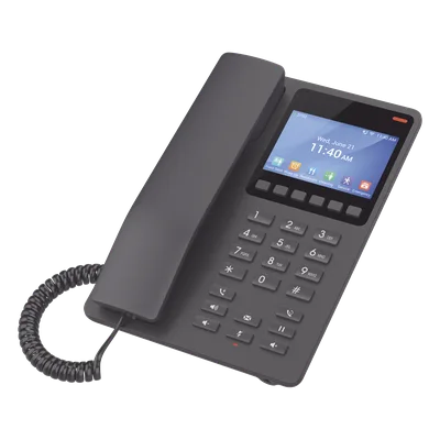 Teléfono IP Hotelero / Wi-Fi 6 Dual Band / 2 Líneas SIP / Pantalla LCD Color / 3 Vías Conferencia / USB-C Carga Rápida