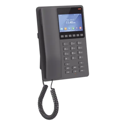 Teléfono IP Hotelero / Wi-Fi 6 Dual Band / 2 Líneas SIP / Pantalla LCD Color / 3 Vías Conferencia / USB-C Carga Rápida