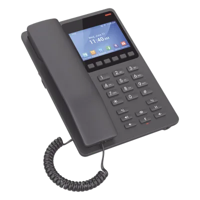 Teléfono IP Hotelero / Wi-Fi 6 Dual Band / 2 Líneas SIP / Pantalla LCD Color / 3 Vías Conferencia / USB-C Carga Rápida