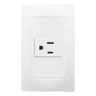Contacto Sencillo / 127 V~ 60 Hz / 15 A / 2P+T / 11.8 x 7.8 x 3 cm / 4.6 x 3.1 x 1.2 in / Blanco