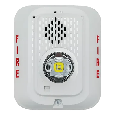 Sirena con Estrobo LED / Montaje en Pared / 2 Hilos / Candela Seleccionable 15-185 cd / Compatible SpectrAlert