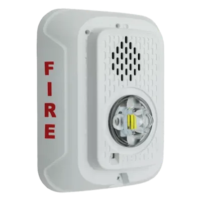 Sirena con Estrobo LED / Montaje en Pared / 2 Hilos / Candela Seleccionable 15-185 cd / Compatible SpectrAlert