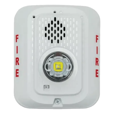 Sirena con Estrobo LED / Montaje en Pared / 2 Hilos / Candela Seleccionable 15-185 cd / Compatible SpectrAlert