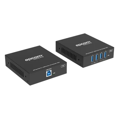 Extensor USB 3.0 / Hasta 100 m (328 ft) por CAT6a / PoC Bidireccional 24 Vcc / RS-232 / 4x USB-A / 5 Gbps