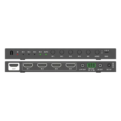 Multivisor HDMI / 4 Entradas x 1 Salida / 4K@30Hz / Vista Cuádruple / Control IR / HDCP 1.4