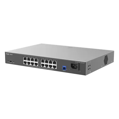 ONU/Switch PoE+ Híbrido Capa 2 / 16 Puertos 1000BASE-T / 1 Puerto PON 1G SC/UPC / 240W PoE+ / 34 Gbps / 6 kV Protección / 12.99 x 9.02 x 1.73 in.