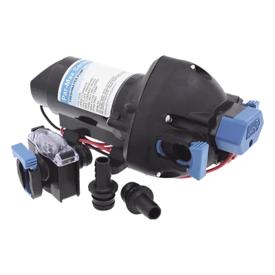 Bomba de Agua a Presión / 12 Vcd / Caudal 7 L/min (1.5 GPM) / Presión 2-35 psi / Autocebante 1.8 m (5.9 ft) / Sin Tanque Acumulador