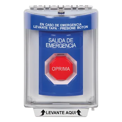 Botón Multipropósito / Salida de Emergencia / Reset Neumático / Sin Bocina / Texto Español / Tapa Policarbonato / 2 Relevadores Forma C / Interior-Exterior / -40°C a 121°C
