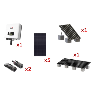 Kit Solar Interconexión / 3kW / 220Vca / 5 Paneles 645W / Montaje 6 Módulos / WiFi / Protección Tipo III