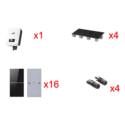 Kit Solar Interconexión / 10 kW / 220 Vca / 16 Paneles 645 W / Montaje 4 Módulos / Wi-Fi