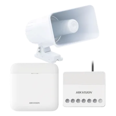 Kit de Alarma Inalámbrico / 48 Zonas / Sirena Exterior 30W IP65 / Relevador 0-36 VDC / Comunicación 433 MHz / AES-128