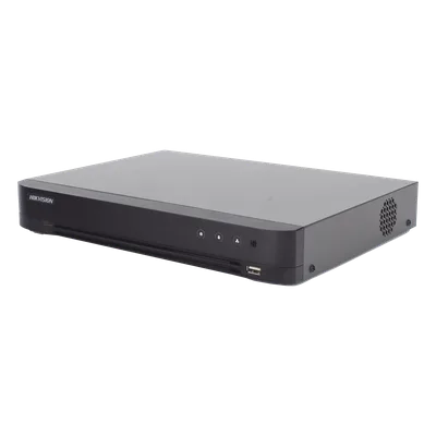 DVR Pentahíbrido / 8 Canales Totales / 4 TURBOHD + 4 IP / 8 Megapixel (4K) / Reconocimiento Facial / AcuSense / H.265+ / 1 Bahía HDD 10 TB / Audio Bidireccional Coaxitron / Salida Full HD