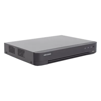 DVR Pentahíbrido / 8 Canales Totales / 4 TURBOHD + 4 IP / 8 Megapixel (4K) / Reconocimiento Facial / AcuSense / H.265+ / 1 Bahía HDD 10 TB / Audio Bidireccional Coaxitron / Salida Full HD