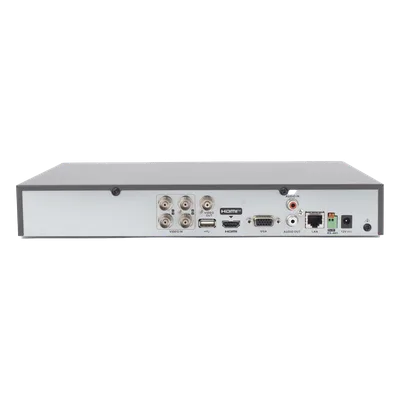 DVR Pentahíbrido / 8 Canales Totales / 4 TURBOHD + 4 IP / 8 Megapixel (4K) / Reconocimiento Facial / AcuSense / H.265+ / 1 Bahía HDD 10 TB / Audio Bidireccional Coaxitron / Salida Full HD
