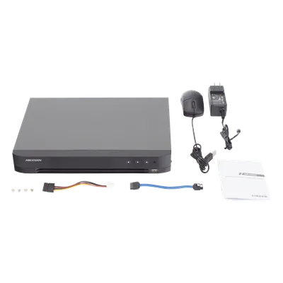 DVR Pentahíbrido / 8 Canales Totales / 4 TURBOHD + 4 IP / 8 Megapixel (4K) / Reconocimiento Facial / AcuSense / H.265+ / 1 Bahía HDD 10 TB / Audio Bidireccional Coaxitron / Salida Full HD
