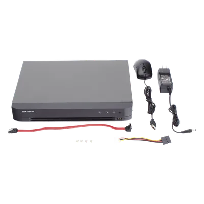 DVR Pentahíbrido / 16 Canales (8 TURBOHD + 8 IP) / 8 Megapixel (4K) / Audio Bidireccional Coaxitron / Reconocimiento Facial / H.265+ / 1 Bahía HDD 10 TB