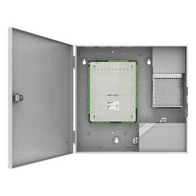 Controlador de Acceso / 4 Puertas / 8 Lectores / 100,000 Tarjetas / 10,000 Huellas / Gestión en Nube / Gabinete con Fuente 12V 8A / Soporte Batería de Respaldo