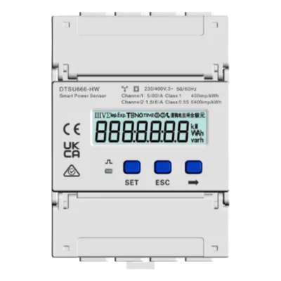 Sensor Trifásico de Medición / Red 3P4W/3P3W / Voltaje 90~1000 VCA / Corriente 0~80 A / Precisión ±0.5 % / Frecuencia ±0.01 Hz / Montaje Riel DIN