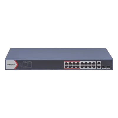Switch PoE+ / 16 Puertos 10/100 Mbps / 2 Puertos Gigabit Uplink / 2 Puertos SFP / Alcance Extendido 300 m (984.2 ft) / 230 W / Gestión Cloud