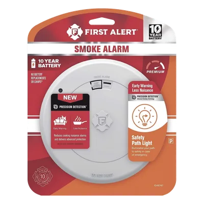 Alarma de Humo / Sensor Fotoelectrico / Batería de Litio Sellada 10 Años / Luz de Seguridad Integrada / Rango 4.4°C a 37.8°C / Cumple UL217, CSFM, NFPA 72, NFPA 101, ICC