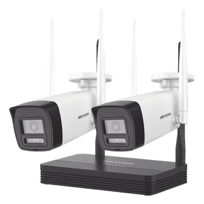 Kit de Videovigilancia IP Inalámbrico / 2 Megapixel / NVS 4 Canales / 2 Cámaras Bala / Dual Light IR 30 m (98.4 ft) + Luz Blanca 20 m (65.6 ft) / Wi-Fi 2.4 GHz / Audio Bidireccional / IP66