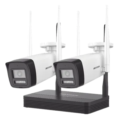 Kit IP Inalámbrico / 4 Megapixel / NVS 4 Canales / 2 Cámaras Bala Exterior / Dual Light 30 m (98.4 ft) / Audio Bidireccional / Wi-Fi 2.4 GHz