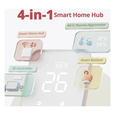 Controlador Hub Inteligente / Conexión Dual Wi-Fi y Bluetooth 4.2 / Alcance 120 m (393.7 ft) / Compatibilidad IR / Soporte Matter