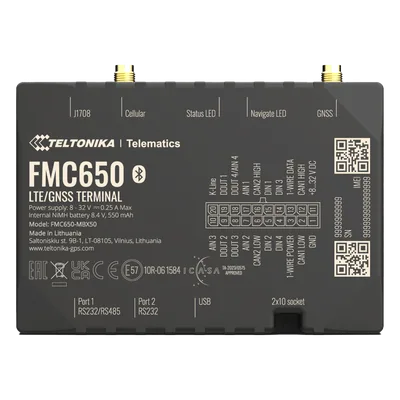 Rastreador Vehicular GPS / 4G LTE Cat 1 con 2G Fallback / Lectura CAN J1939/J1708 / Bluetooth / 4 Entradas/Salidas Digitales / Batería de Respaldo 550 mAh