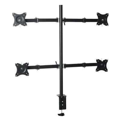 Soporte de Escritorio Articulado / 4 Monitores 13 a 27" / Carga 15 kg (33 lbs) por Pantalla / VESA 75x75 y 100x100 / Acero / Giro ±30°
