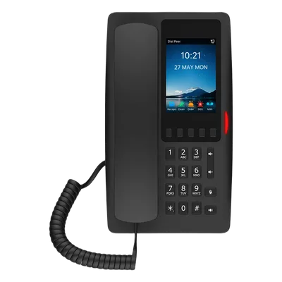 Teléfono IP Hotelero Wi-Fi 6 / Pantalla IPS 3.5" 320x480 / 2 Líneas SIP / 5 Teclas Programables / Puerto USB-A / PoE 802.3af / Audio HD / Diseño Negro