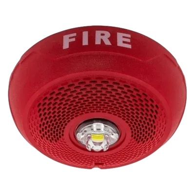 Bocina con Lámpara Estroboscópica LED / Montaje en Techo / Lente Rojo / Candela Seleccionable / 25-70.7 VRMS / 1/4-2 W
