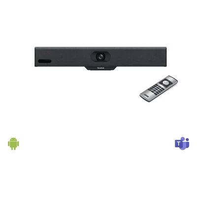 Barra de Videoconferencia Todo en Uno / 4K / Lente 120° / 8 Micrófonos MEMS con IA / Auto Framing / Microsoft Teams y Zoom / Android Integrado