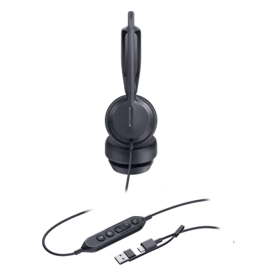 Auriculares Profesionales USB / Cancelación de Ruido con IA / Altavoz 35 mm / Certificado Microsoft Teams / USB-C con Adaptador USB-A / Diseño Ergonómico Binaural