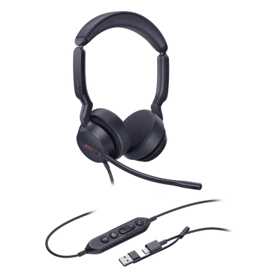 Auriculares USB con Cable / Cancelación de Ruido IA / Altavoz 35 mm / USB-C con Adaptador USB-A / Compatible Microsoft Teams
