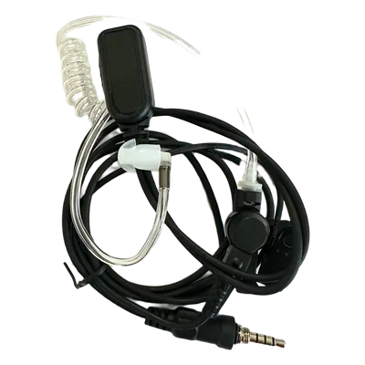 Micrófono Audífono de Solapa / Tubo Acústico Transparente / 2 Cables / Audio Bidireccional / Material Hipoalergénico