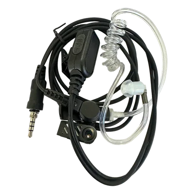 Micrófono Audífono de Solapa / Tubo Acústico Transparente / 2 Cables / Audio Bidireccional / Material Hipoalergénico