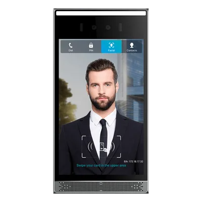 Videoportero IP / Pantalla Táctil IPS 8" / Reconocimiento Facial 10,000 Rostros / Cámara 2MP Lente Dual / 7 Métodos de Acceso / BLE + Wiegand / IP66 IK07 / PoE