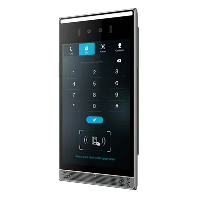 Videoportero IP / Pantalla Táctil IPS 8" / Reconocimiento Facial 10,000 Rostros / Cámara 2MP Lente Dual / 7 Métodos de Acceso / BLE + Wiegand / IP66 IK07 / PoE