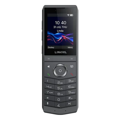 Teléfono IP Wi-Fi Portátil / Pantalla Color 2.4" 240x320 / Wi-Fi 6 Dual-Banda / Bluetooth 5.0 / Batería 3000mAh 13h Talk / Video H.264 4CIF / Resistencia Caídas 1.8 m (5.9 ft) / Conferencia 6 Vías / U