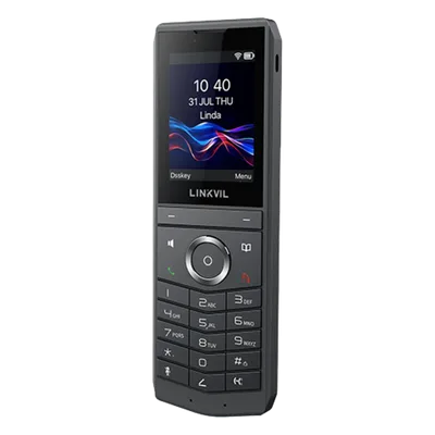 Teléfono IP Wi-Fi Portátil / Pantalla Color 2.4" 240x320 / Wi-Fi 6 Dual-Banda / Bluetooth 5.0 / Batería 3000mAh 13h Talk / Video H.264 4CIF / Resistencia Caídas 1.8 m (5.9 ft) / Conferencia 6 Vías / U
